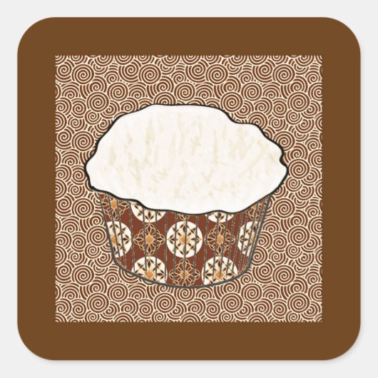 Kokosnotaart, Japanse wervelachtergrond Vierkante Sticker (Voorkant)