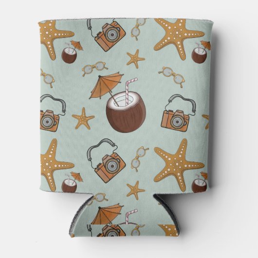 Kokosnoten en camera's - leuk en stijlvol blikjeskoeler (Voorkant)