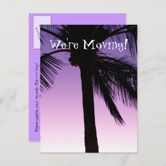 Kokosnoten in de wind; adreswijziging aankondigingskaart (Voorkant / Achterkant)