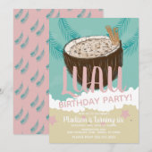 Kokosnoten Luau Tropisch Verjaardagsfeest Kaart (Voorkant / Achterkant)