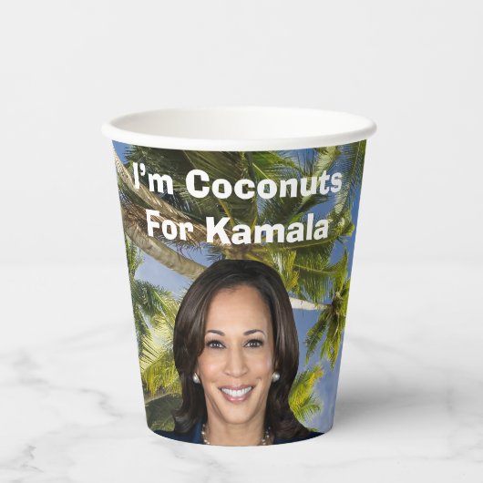 Kokosnoten voor Kamala Papieren Bekers (Voorkant)