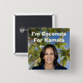 Kokosnoten voor Kamala Vierkante Button 5,1 Cm (Voorkant /achterkant)