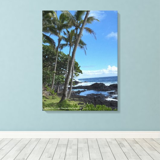 Kokospalm Beach Hawaii Print @3dudes1life (Insitu (Houten vloer))