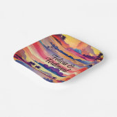 Kokospalm boom kleurrijke kust zonsondergang papieren bordje (Gebogen)