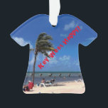 Kokospalm Ornament<br><div class="desc">Het felgekleurde zeegezicht op dit Holiday Ornament is een originele foto van ZoeSPEAK van een strand in Key West, Florida. De lucht is diepblauw met gezwollen witte wolken. De zon schijnt op het warme gele zand en een pier strekt zich uit langs de horizon van het blauwe water van de...</div>
