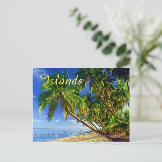 Kokospalm Tree Sandy Tropical Island Beach Briefkaart (Staand voorkant)