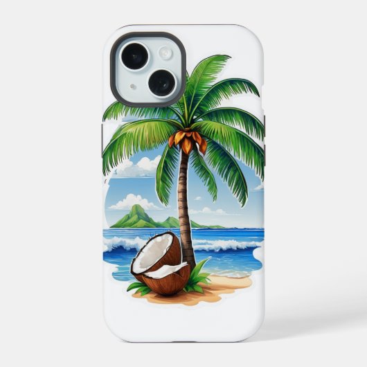 Kokospalm Tropisch Eiland iPhone 15 Case (Achterkant)