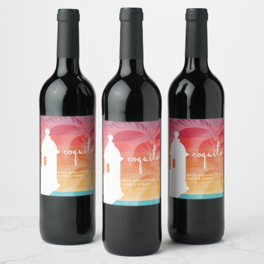 kokospalm wijn etiket (Flessen)