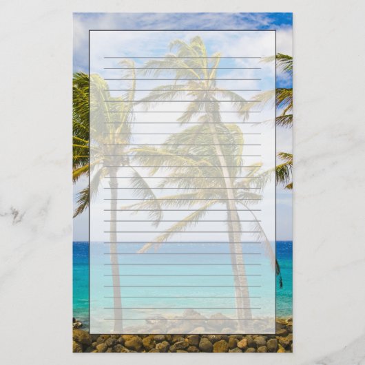 Kokospalmbomen (Cocos nucifera) die in Briefpapier (Voorkant)