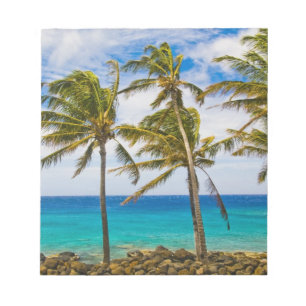 Kokospalmbomen (Cocos nucifera) die in Notitieblok