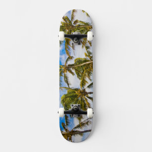 Kokospalmbomen (Cocos nucifera) die in Persoonlijk Skateboard