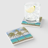 Kokospalmbomen (Cocos nucifera) die in Stenen Onderzetter (Zijkant)