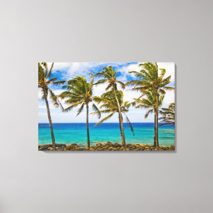 Kokospalmbomen (Cocos nucifera) wiegen in Canvas Afdruk