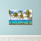Kokospalmbomen (Cocos nucifera) wiegen in Canvas Afdruk (Insitu (Houten vloer))