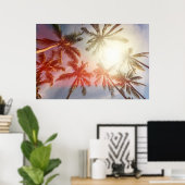 Kokospalmbomen tegen de zon poster (Thuiskantoor)