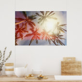 Kokospalmbomen tegen de zon poster (Keuken)