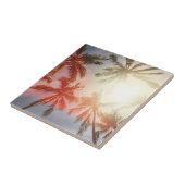 Kokospalmbomen tegen de zon tegeltje (Zijkant)