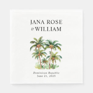 Kokospalmboom Tropische Waterverf Servet