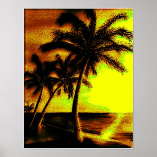 Kokospalmen op zonsondergang poster (Voorkant)