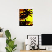 Kokospalmen op zonsondergang poster (Thuiskantoor)