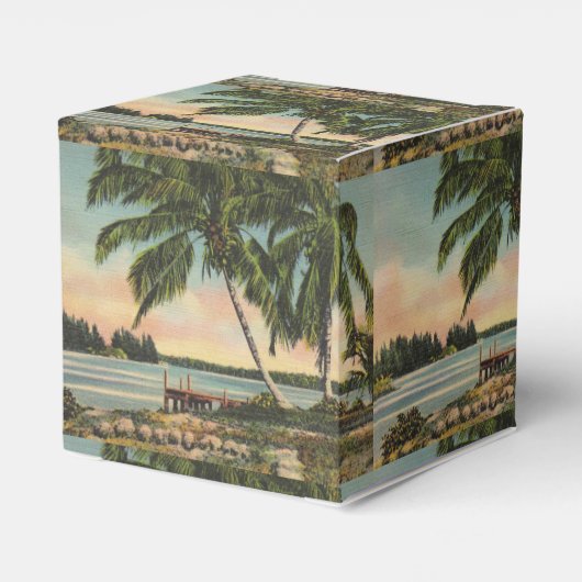 kokospalmen Tropische bries zonsondergang Bedankdoosjes (Achterkant)