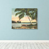  kokospalmen Tropische bries zonsondergang Canvas Afdruk (Insitu (Houten vloer))