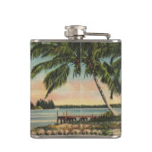  kokospalmen Tropische bries zonsondergang Heupfles (Achterkant)