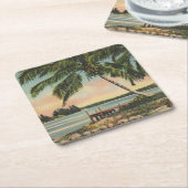  kokospalmen Tropische bries zonsondergang Kartonnen Onderzetters (Schuin)