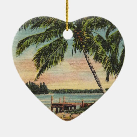  kokospalmen Tropische bries zonsondergang Keramisch Ornament (Achterkant)