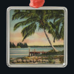kokospalmen Tropische bries zonsondergang Metalen Ornament<br><div class="desc">Palm Tree - Een  palmboomprint van lang geleden met een zonsondergang in de tropen. Een geweldig cadeau met een tropisch thema - kokospalmen! Oud Florida of Hawaï!</div>