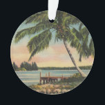 kokospalmen Tropische bries zonsondergang Ornament<br><div class="desc">Palm Tree - Een  palmboomprint van lang geleden met een zonsondergang in de tropen. Een geweldig cadeau met een tropisch thema - kokospalmen! Oud Florida of Hawaï!</div>