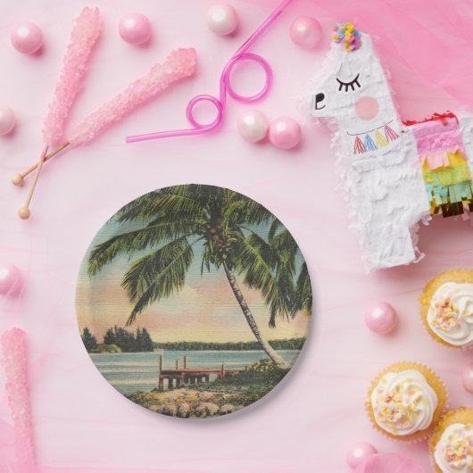  kokospalmen Tropische bries zonsondergang Papieren Bordje (Feest)