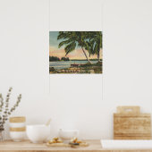  kokospalmen Tropische bries zonsondergang Poster (Keuken)