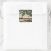 kokospalmen Tropische bries zonsondergang Vierkante Sticker (Tas)