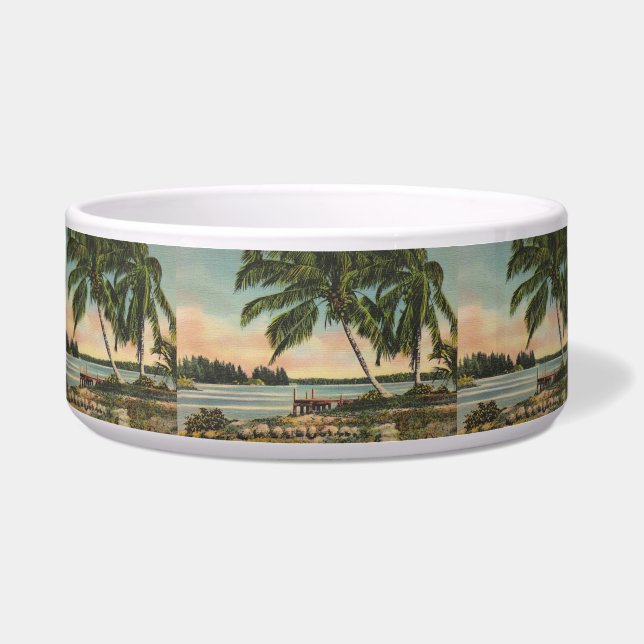  kokospalmen Tropische bries zonsondergang Voerbakje (Voorkant)