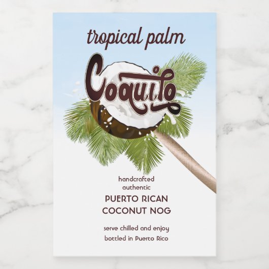 Kokospalmen Wijn Etiket (Enkel label)