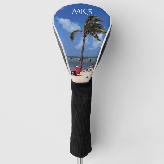 Kokospalmmonogram Golfkopje Hoesje Golfheadcover (Voorkant)