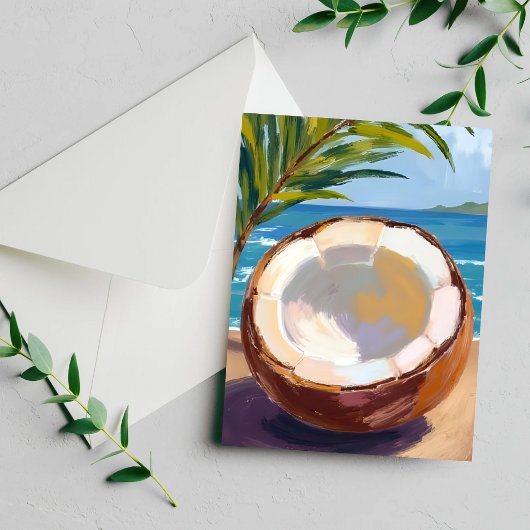 Kokosstrand Tropische Aquarelkaart
