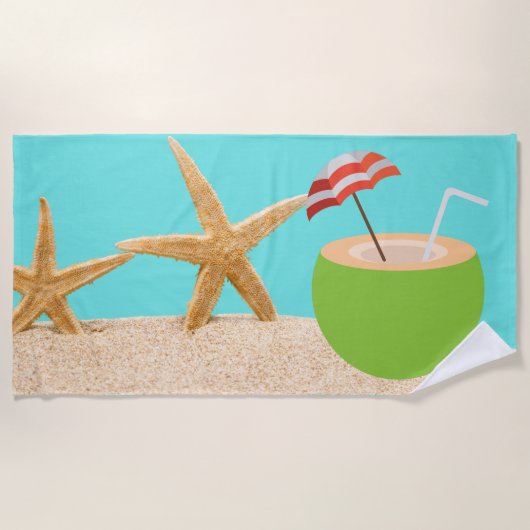 Kokoswater stervis Beach Towel Strandlaken (Voorkant)