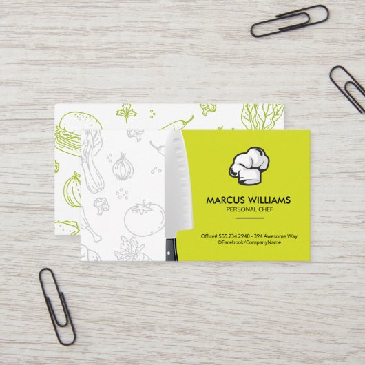 koksmes | Chef Hat Visitekaartje (Voorkant / Achterkant in situ)