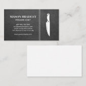 koksmes | met leer gestikt visitekaartje (Voorkant / Achterkant)