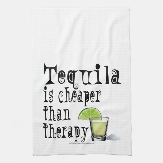 KOKTAIL BAR TOWELS, TEQUILA CHEAPER DAN THERAPIE THEEDOEK (Verticaal)