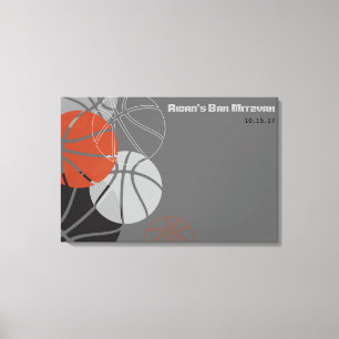 KOL BASKETBALL Bar Mitzvah Sign-In Board Canvas Afdruk