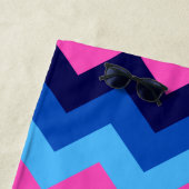 Kol Blauw Roze Chevron Monogram Beach Towel Strandlaken (In situ)