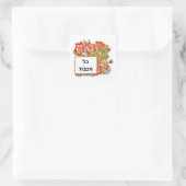 Kol Hakavod Good Job Red Flowers Square Sticker (Tas)