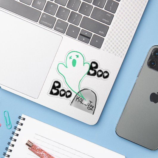 KOL_Joy Ghost Sticker (Laptop met iPhone)