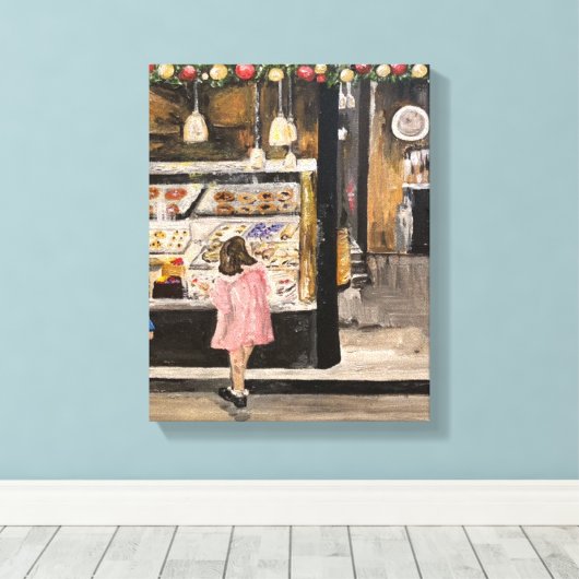 "Kolache at Kerstmis" Stretched Canvas Print (Insitu (Houten vloer))