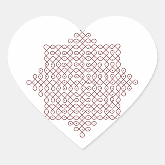 Kolam Art#1 Hart Sticker (Voorkant)