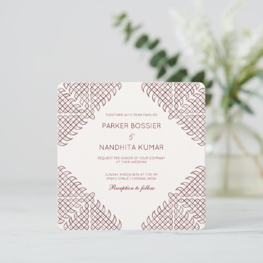 Kolam Wedding Invitation Kaart (Staand voorkant)