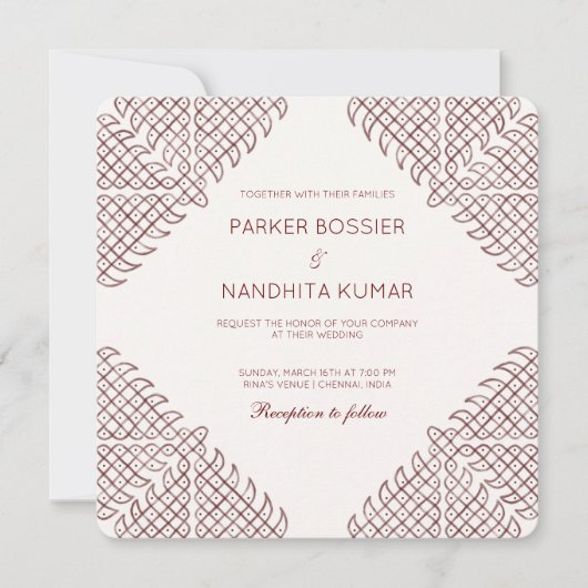 Kolam Wedding Invitation Kaart (Voorkant)